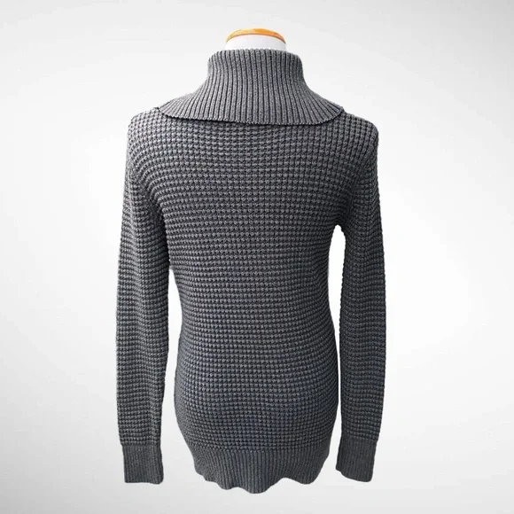 Calvin Klein Gray Turtleneck Long-Sleeve Sweater with Button Detail - Picture 5 of 12